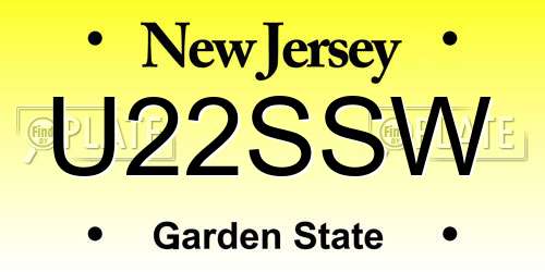 U22SSW New Jersey License Plate