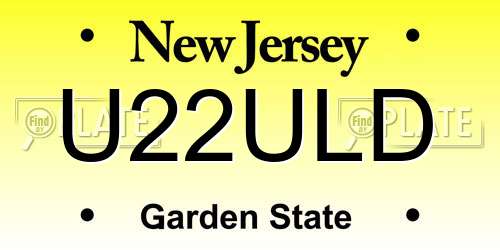 U22ULD New Jersey License Plate