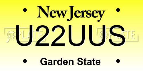 U22UUS New Jersey License Plate