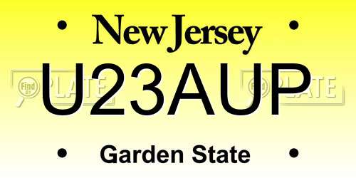 U23AUP New Jersey License Plate