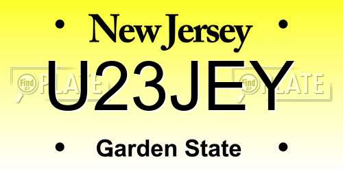 U23JEY New Jersey License Plate