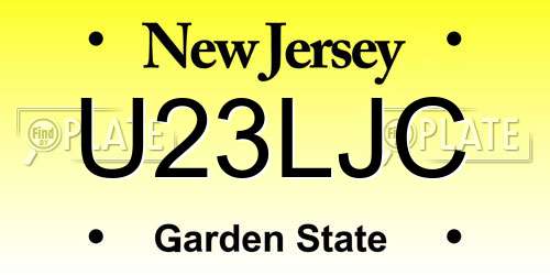 U23LJC New Jersey License Plate