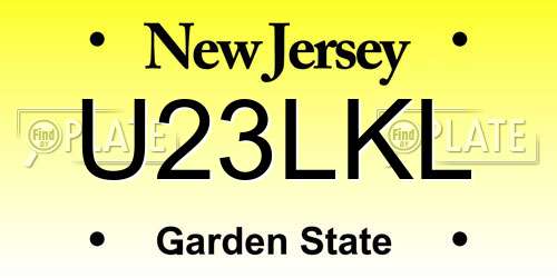 U23LKL New Jersey License Plate