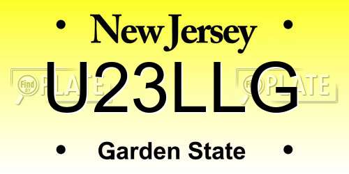 U23LLG New Jersey License Plate