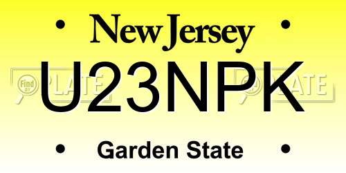 U23NPK New Jersey License Plate