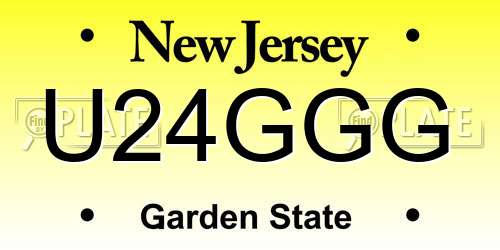 U24GGG New Jersey License Plate