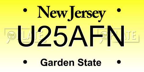 U25AFN New Jersey License Plate