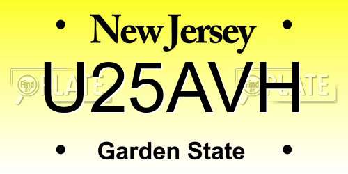 U25AVH New Jersey License Plate