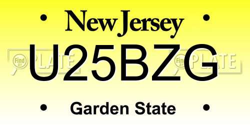 U25BZG New Jersey License Plate