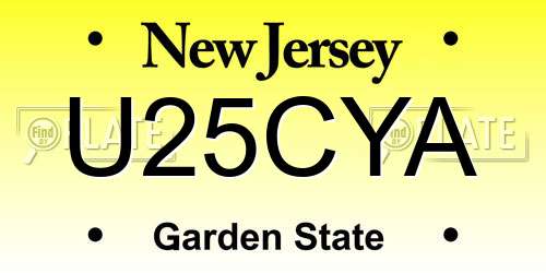 U25CYA New Jersey License Plate