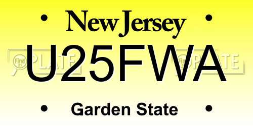 U25FWA New Jersey License Plate