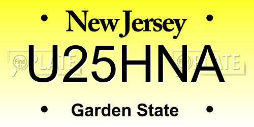 U25HNA New Jersey License Plate