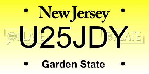 U25JDY New Jersey License Plate