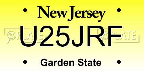 U25JRF New Jersey License Plate
