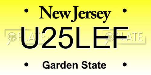 U25LEF New Jersey License Plate