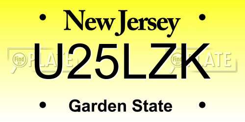 U25LZK New Jersey License Plate