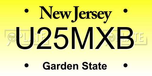 U25MXB New Jersey License Plate