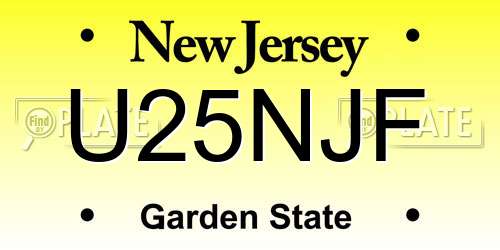 U25NJF New Jersey License Plate