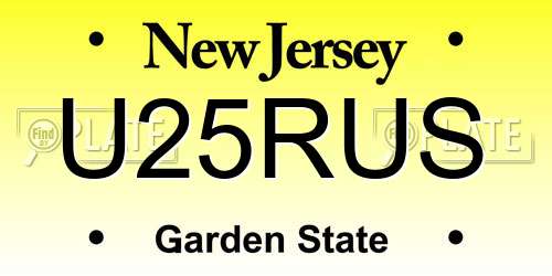 U25RUS New Jersey License Plate