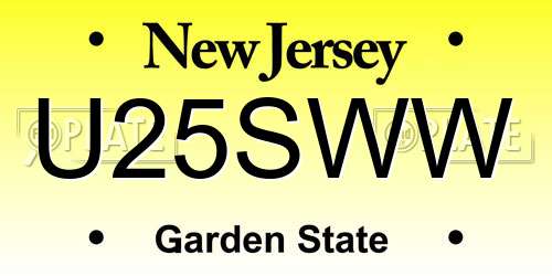 U25SWW New Jersey License Plate