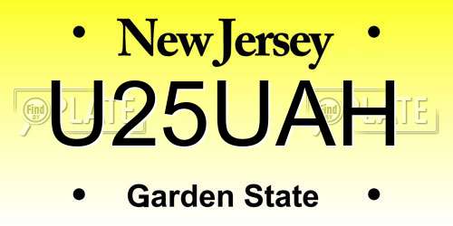 U25UAH New Jersey License Plate