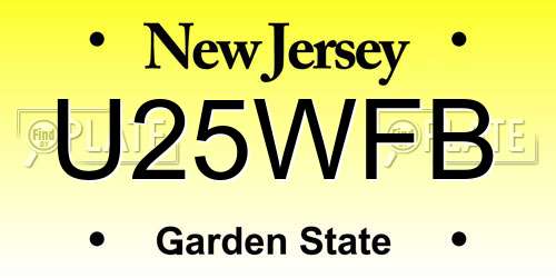 U25WFB New Jersey License Plate