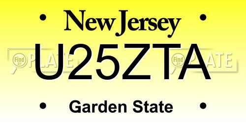 U25ZTA New Jersey License Plate