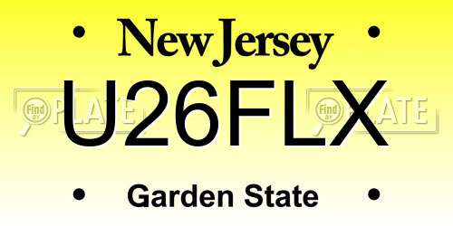 U26FLX New Jersey License Plate