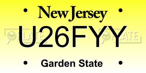 U26FYY New Jersey License Plate