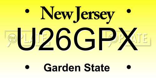 U26GPX New Jersey License Plate
