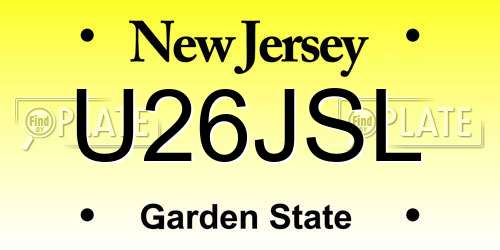 U26JSL New Jersey License Plate