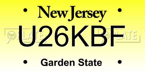 U26KBF New Jersey License Plate