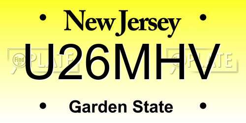 U26MHV New Jersey License Plate