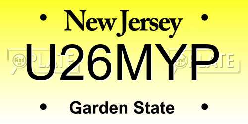 U26MYP New Jersey License Plate
