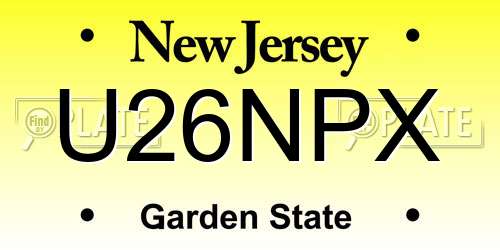 U26NPX New Jersey License Plate