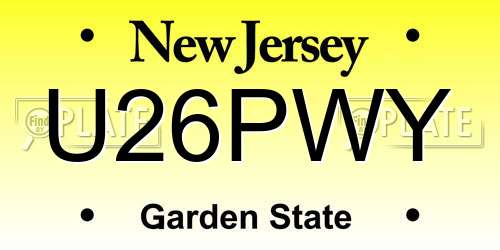U26PWY New Jersey License Plate