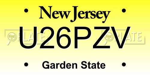 U26PZV New Jersey License Plate