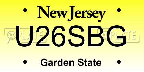 U26SBG New Jersey License Plate