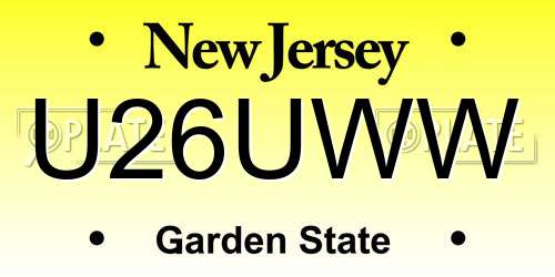 U26UWW New Jersey License Plate