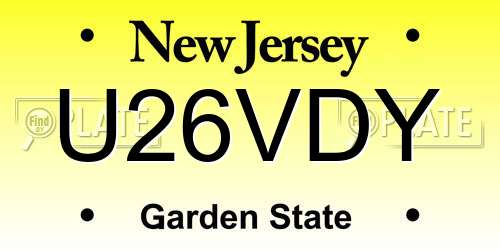 U26VDY New Jersey License Plate