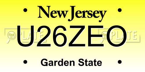 U26ZEO New Jersey License Plate