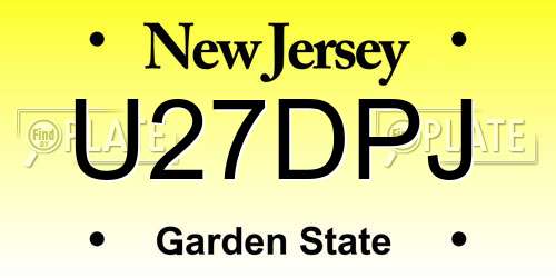 U27DPJ New Jersey License Plate