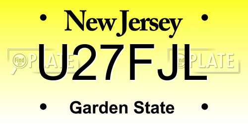 U27FJL New Jersey License Plate