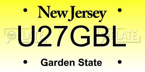 U27GBL New Jersey License Plate