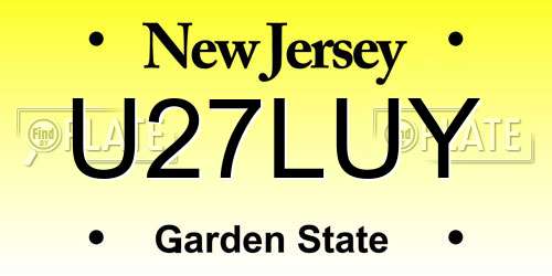 U27LUY New Jersey License Plate