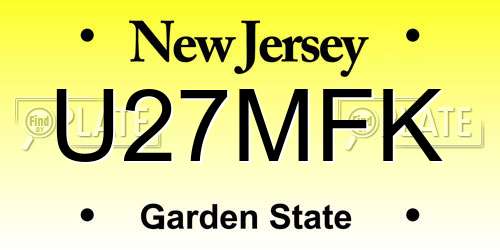 U27MFK New Jersey License Plate