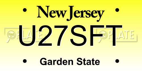 U27SFT New Jersey License Plate