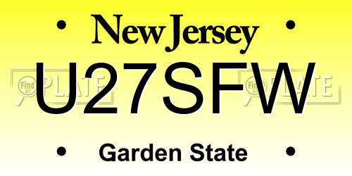 U27SFW New Jersey License Plate