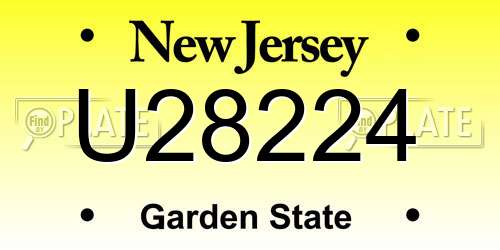 U28224 New Jersey License Plate