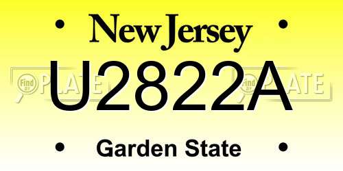 U2822A New Jersey License Plate
